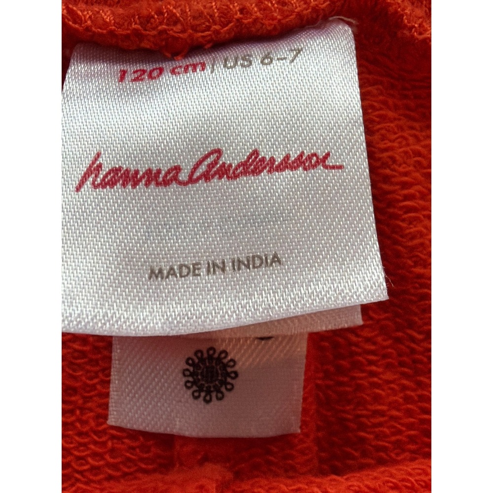 Hanna Andersson Kids Orange Spice French Terry Dolphin Vent Shorts Size 6-7 - Picture 2 of 3